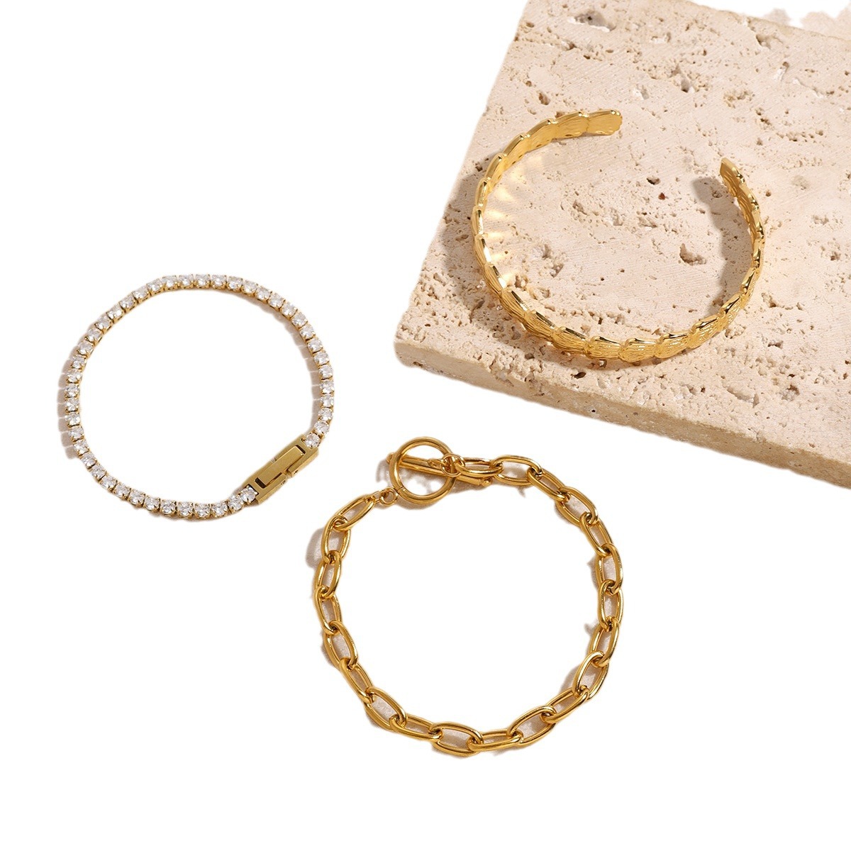 European And American Stainless Steel Zircon Bracelet