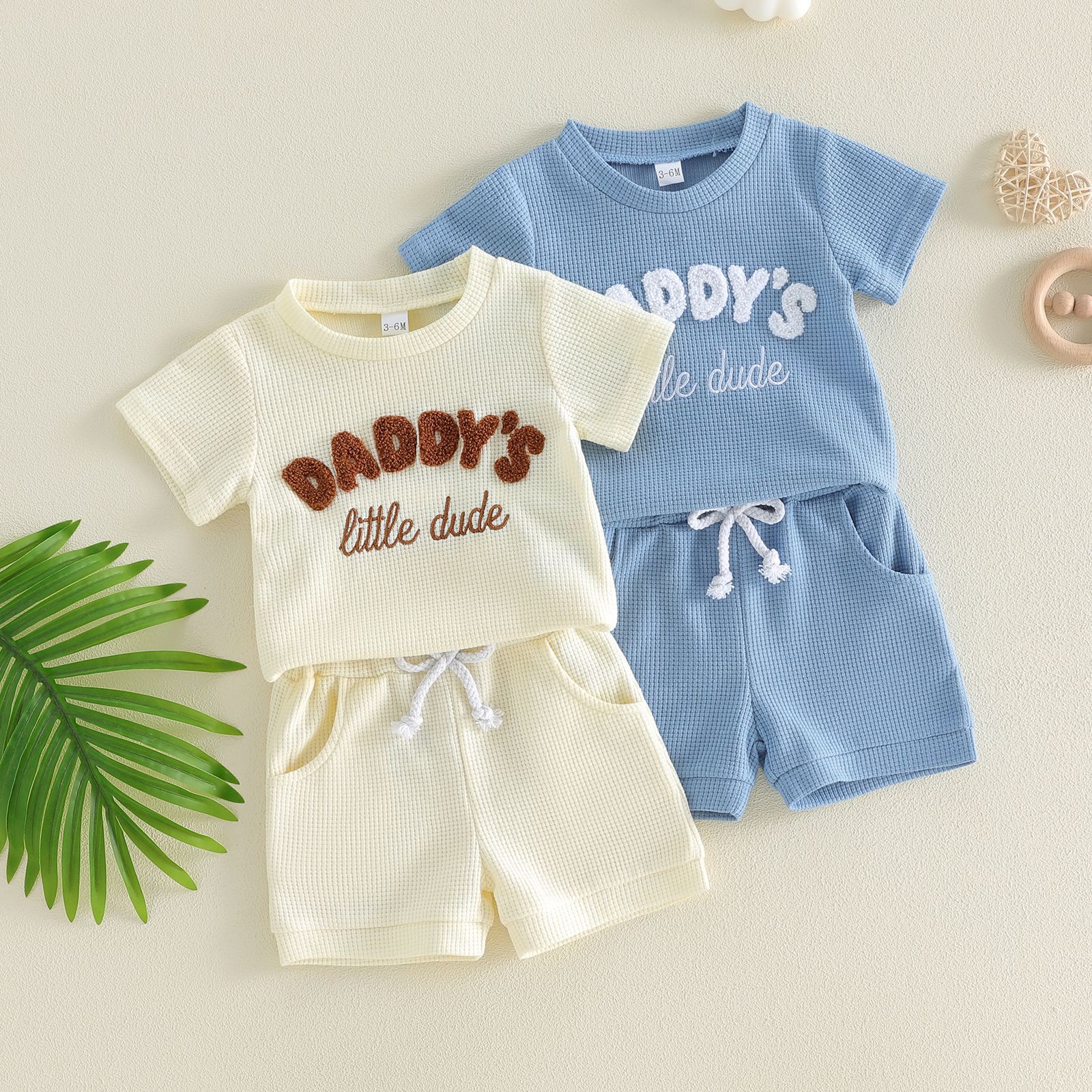 Embroidered Short-sleeve Bodysuit And Shorts Two-piece Set