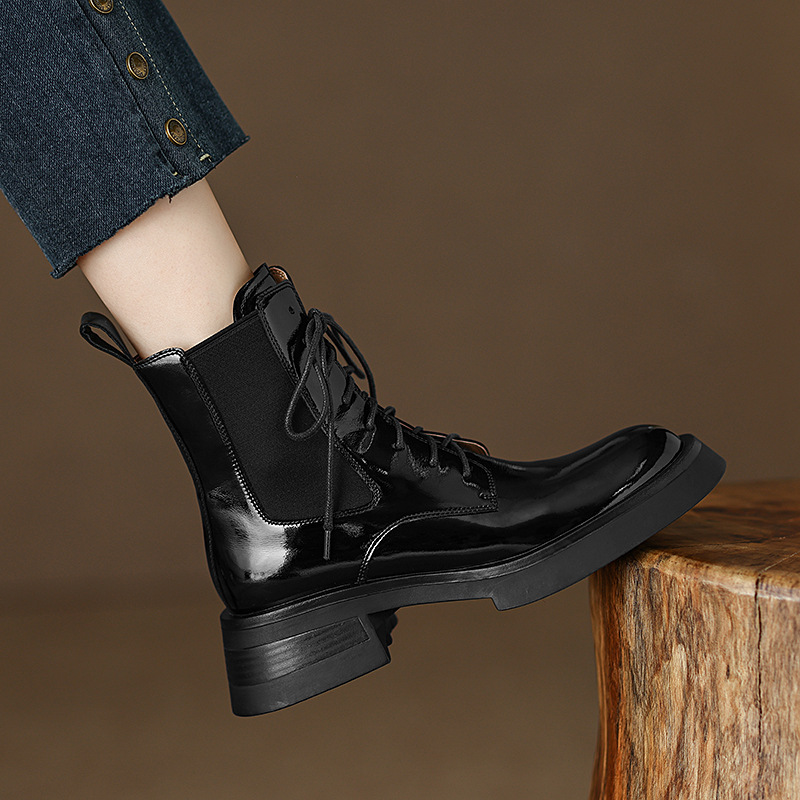 New Chunky Heel Round Head Women's Dr Martens Boots