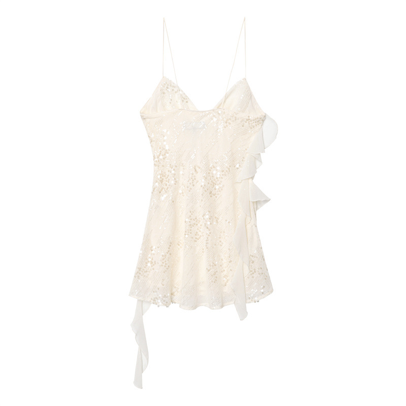 European And American Style Laminated Decoration Sequin Short Dress