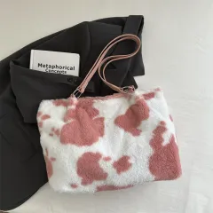 Large Capacity Fur Shoulder Tote Bag - Pink - View 1
