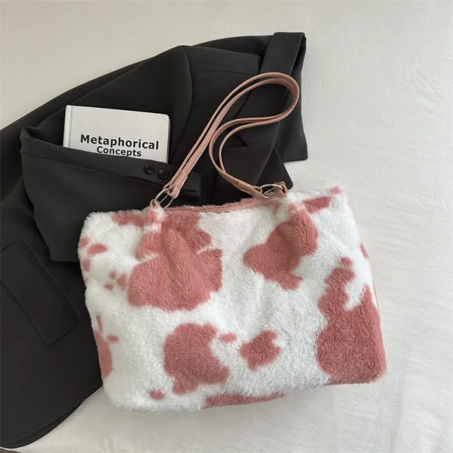 Large Capacity Fur Shoulder Tote Bag Pink - Shop at LoveMi