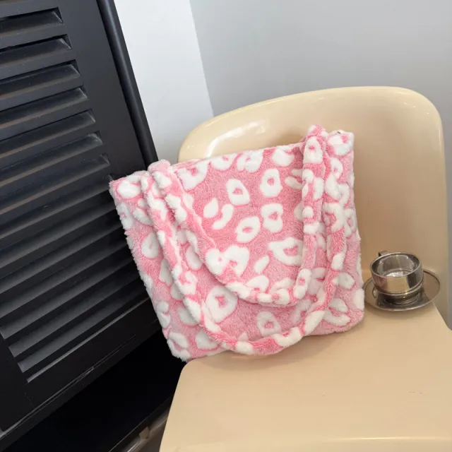 Printing Color Contrast Casual Simple Large Capacity Shoulder Bag Pink - Shop at LoveMi