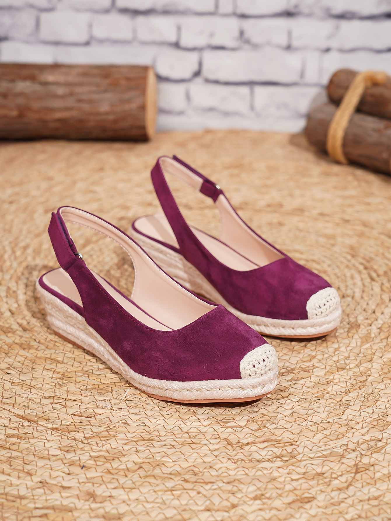 Faux Suede Slingback Wedges, picture 3 of 8