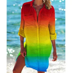 Women's Vacation Beach Bikini Jacket Printed Shirt - Nt20 Mw1611-Xl - View 1