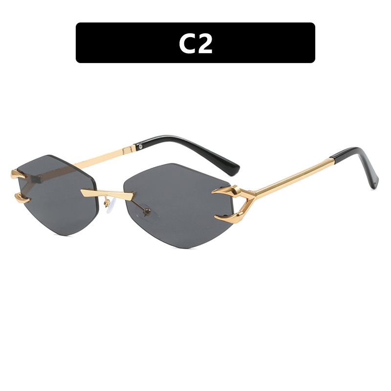 European And American Leisure Hip Hop Trend Sunglasses Frameless Grapple Polygonal Sunglasses - Image 2