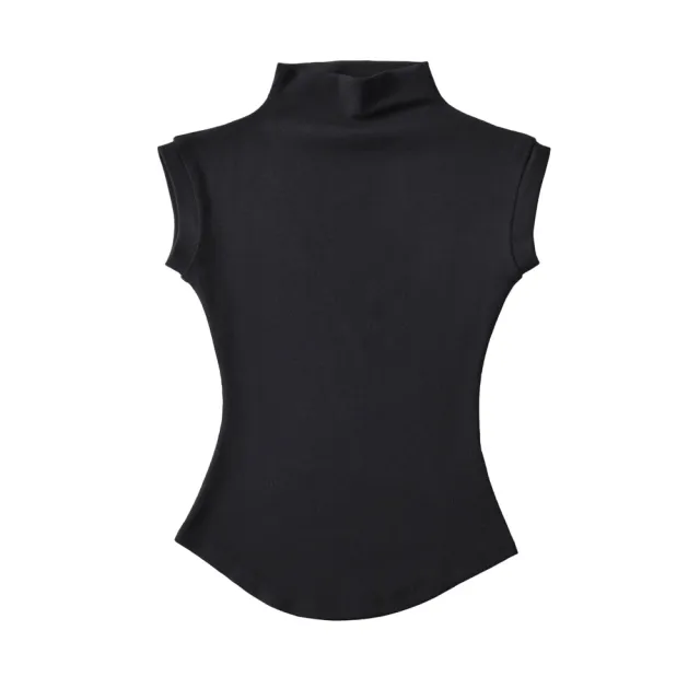 Women's Half Turtleneck Ant Waist Sleeveless Top Black - Shop at LoveMi