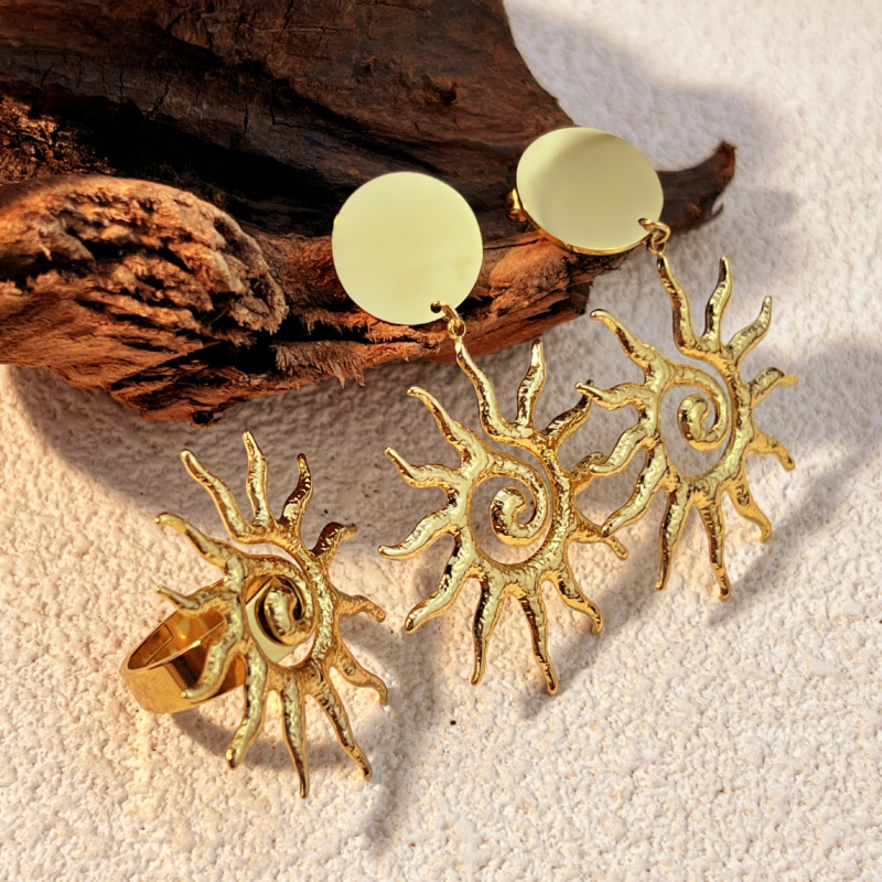 Titanium Steel SUNFLOWER Earrings Female Fashion