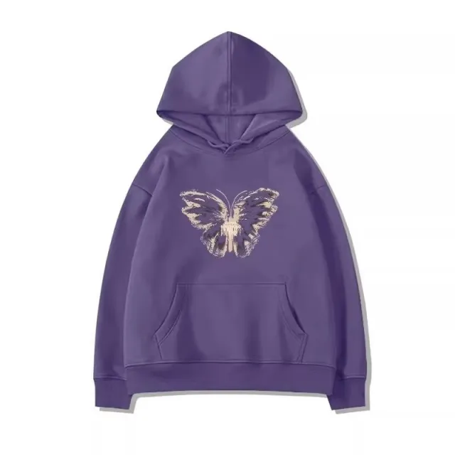 Women's Hooded Purple Cotton Sweater Slimming Thin Loose Fashion Purple - Shop at LoveMi