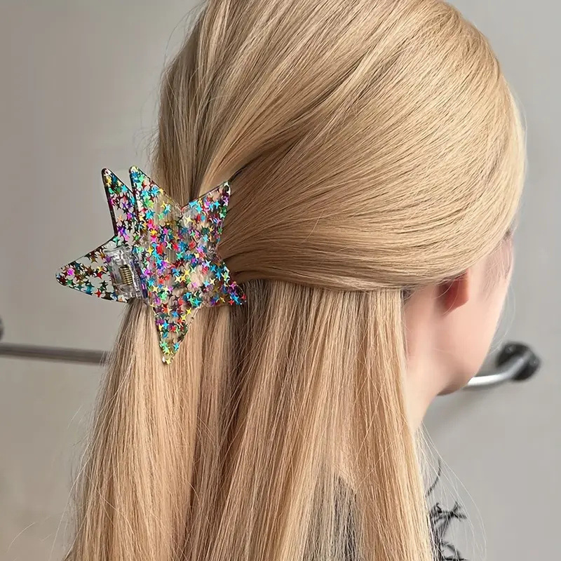 Title 5, Sequined Five-pointed Star Ponytail Clip Candy ...