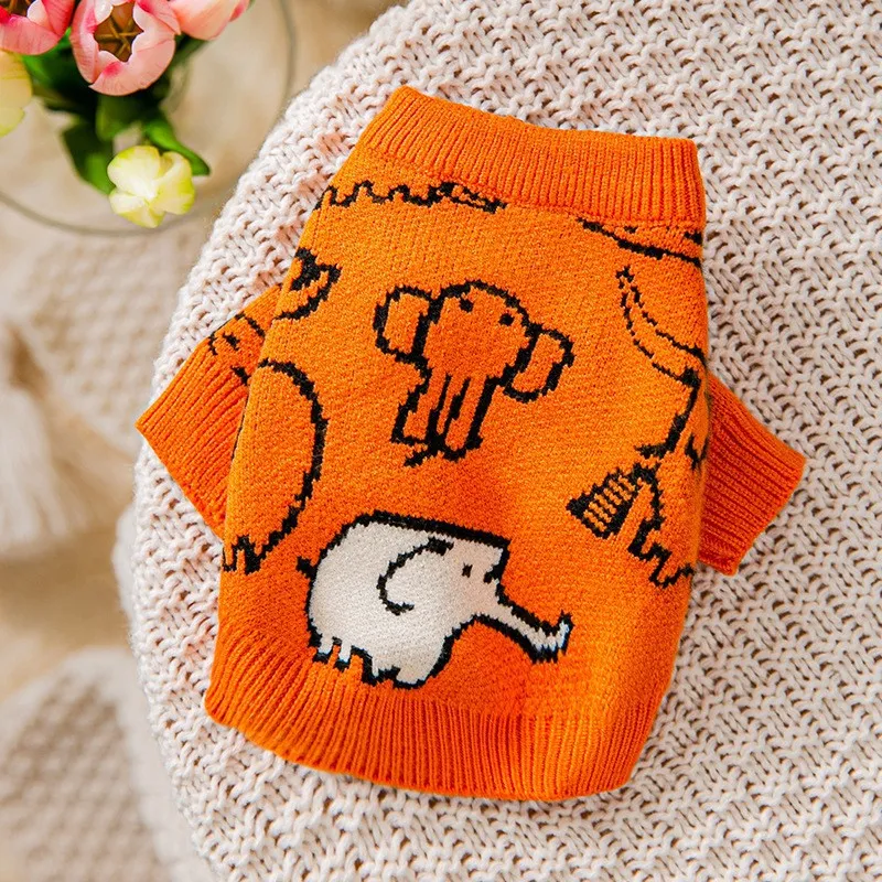 Dog Clothes Rabbit Sweater Small Puppies Teddy - Orange Elephant