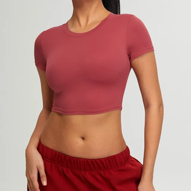 Slim Fit Short Yoga Clothing Top Red - Shop at LoveMi