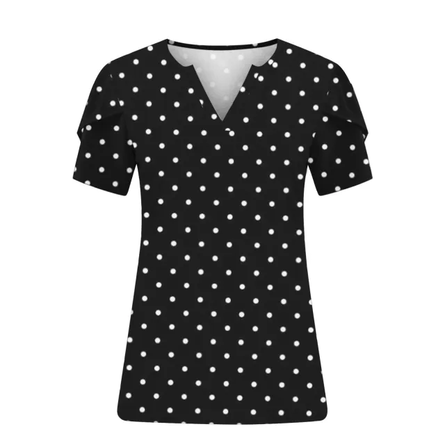 Summer Loose Printed Short sleeved T shirt Women's Top Polka Dot Printing Xxl - Shop at LoveMi