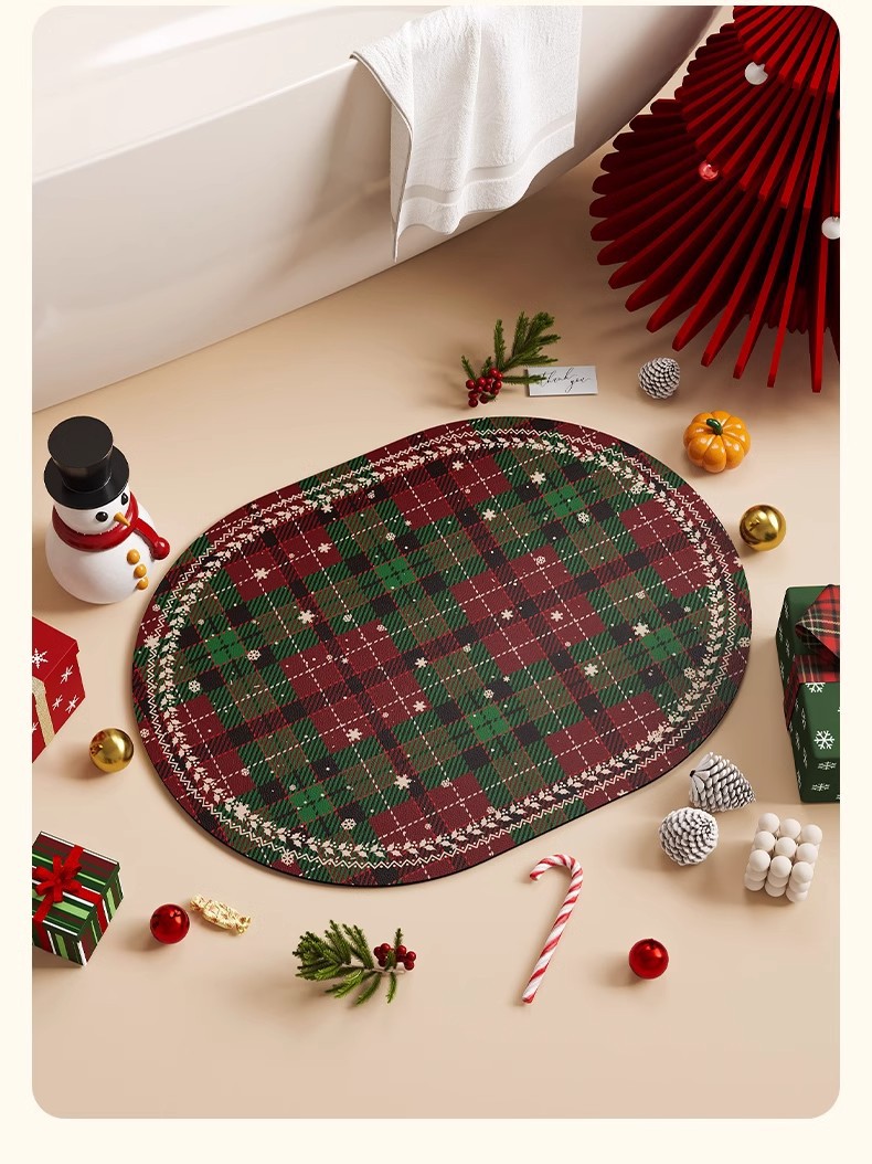 Title 8, Christmas Diatom Ooze Oval Absorbent Floor Mat