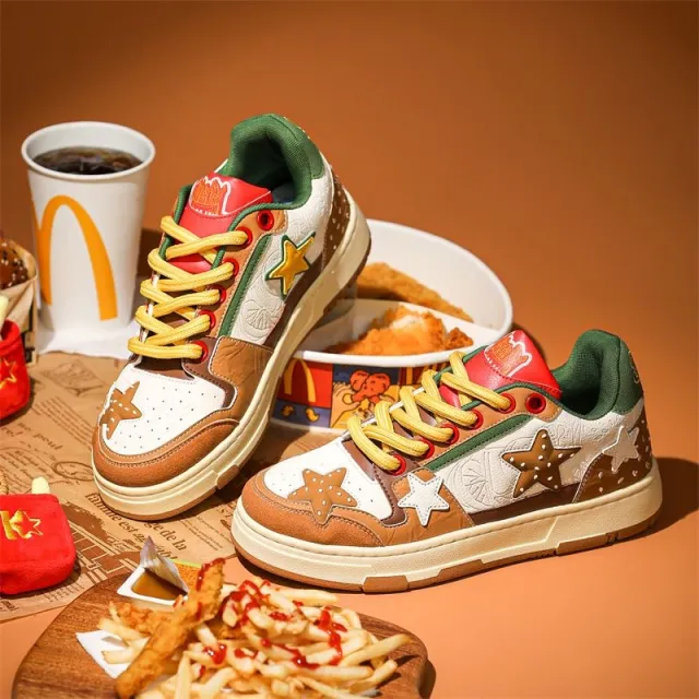 Niche National Fashion Couple Casual Platform Sneakers For Women Hamburger Color 36 - Shop at LoveMi