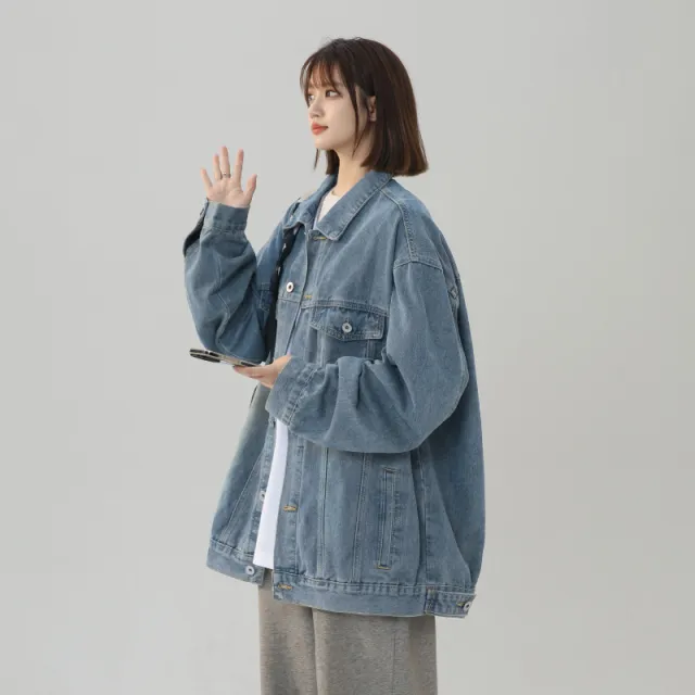 American Retro Loose Versatile Denim Jacket Blue - Shop at LoveMi