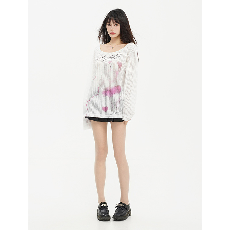 Sweet Girl Loose Printed Pullover T-shirt