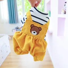 Teddy Fleece-lined Puppy Dog Clothing Four-legged Bread Bear Overalls - Bread Bear Overalls - View 1