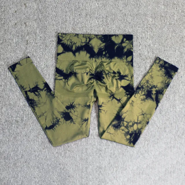Women's Printed Tie dye Seamless Skinny Yoga Pants Black Army Green - Shop at LoveMi