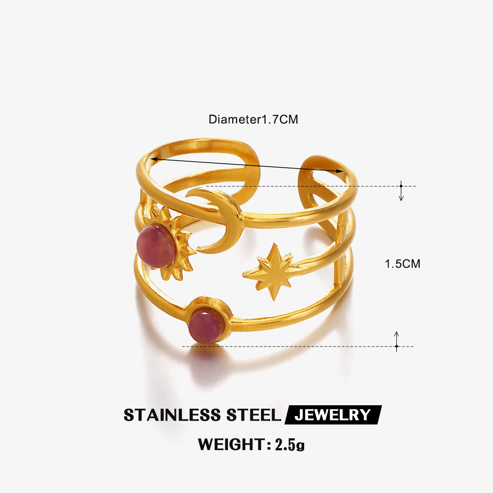 Instagram-style Open Ring With Star And Sun Design