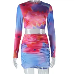 Women's Top And High-Waisted A-Line Skirt Two-Piece Set - Color-L - View 1