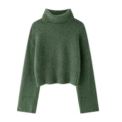 Winter New Graceful And Fashionable High Lapel Long Sleeve Pullover Sweater - Green - View 1