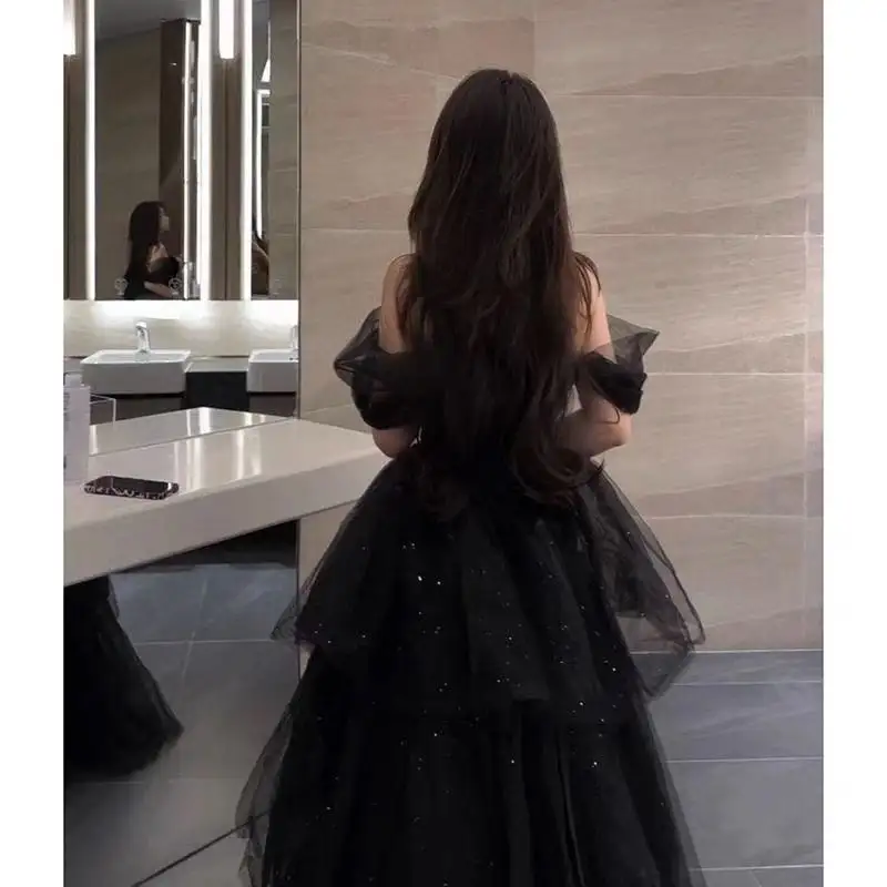 Black Evening Dress Light Luxury Minority French