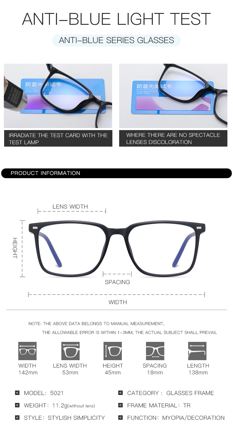 Title 9, TR90 Spring Leg Square Blue Light Blocking Glasses