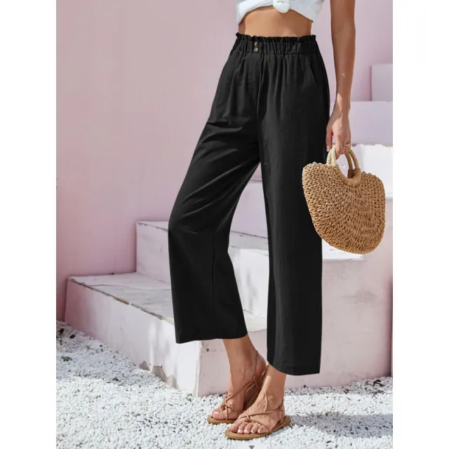 High Waist Straight Casual Pants Black - Shop at LoveMi