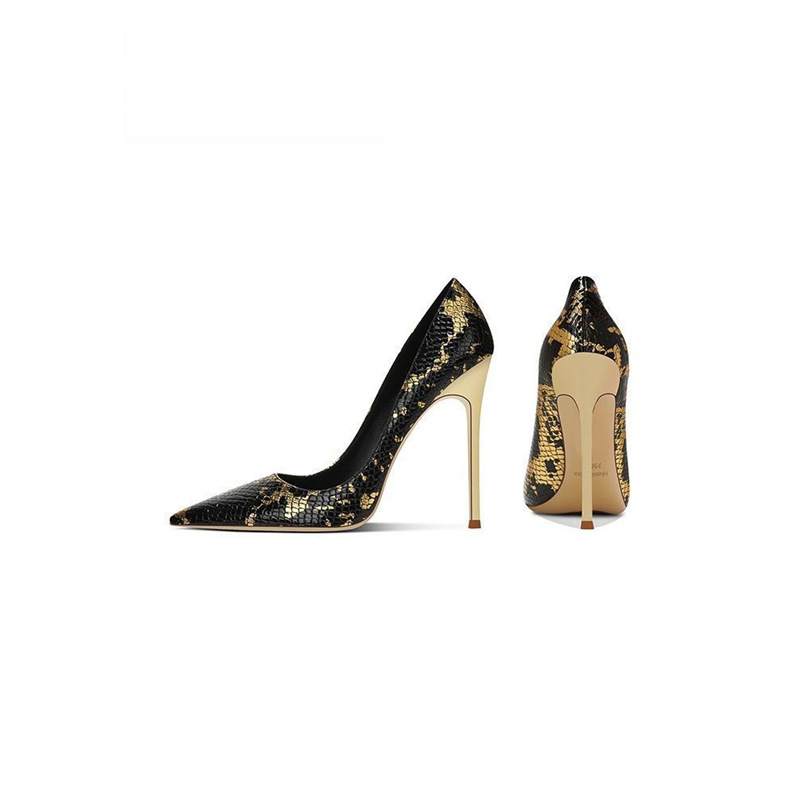 Snake-print Fashionable Pointed-toe High Heels For Women Stiletto Heel