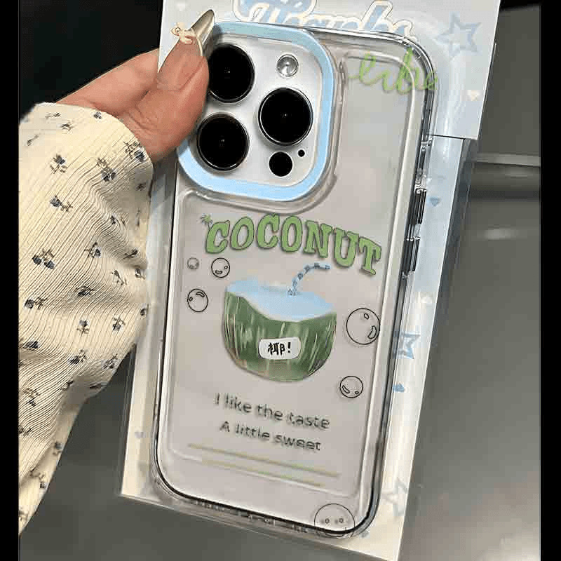 Creative English Coconut Print Silicone Phone Case