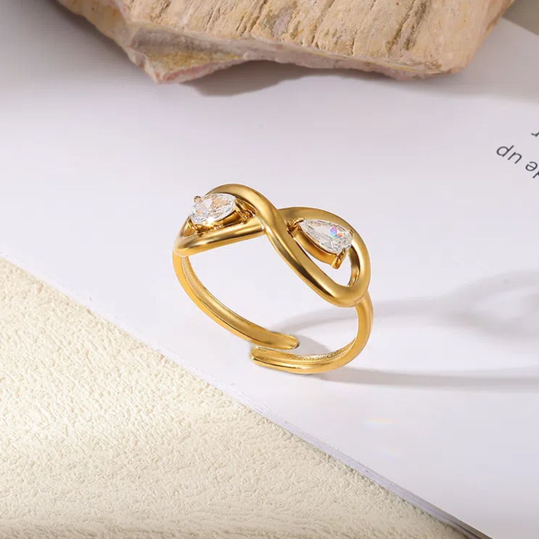 Stainless Steel Golden Pearl Ring Shaped Exaggerated