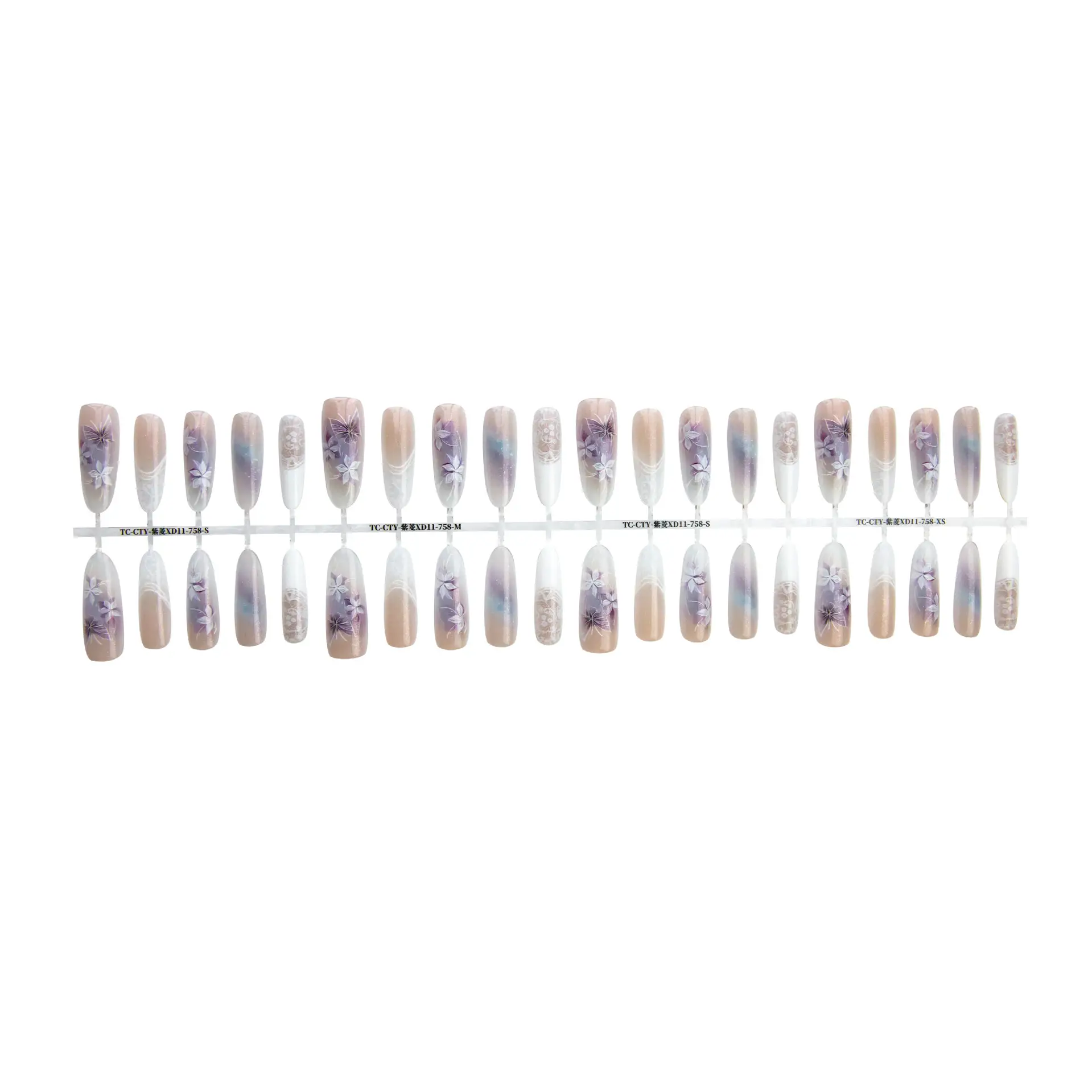 Chinese Style Traditional Butterfly Oval Almond Prefabricated Nail Art