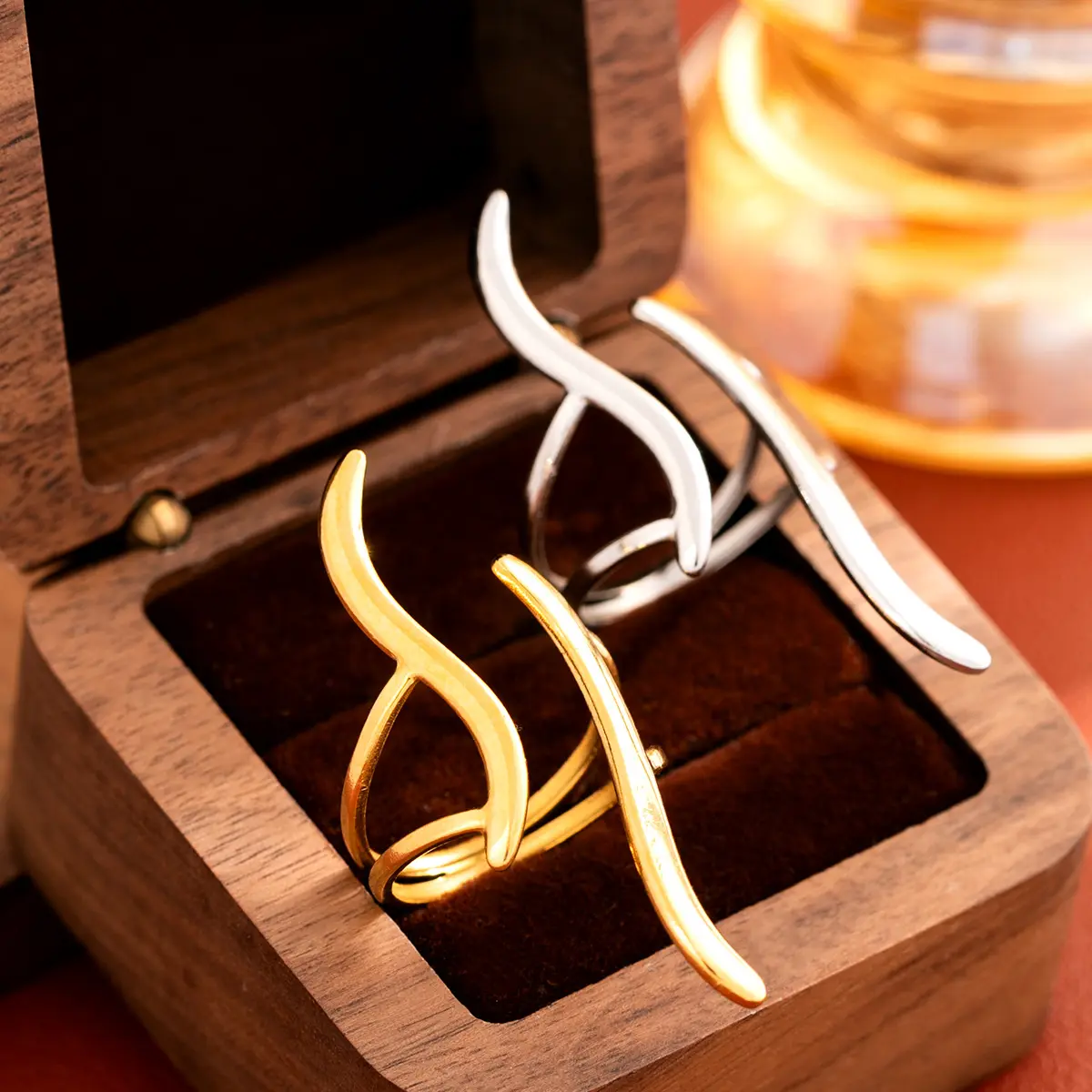 Bold Exaggerated Irregular-line Stainless Steel Open Ring
