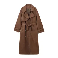 European And American Style Women's Clothing Double-button Jacket Lapel Trench Coat - Camel - View 1