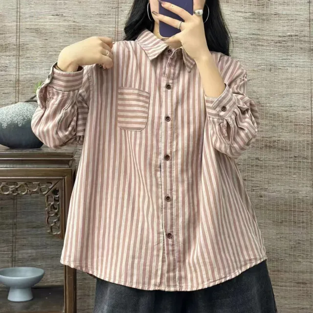 Artistic Cotton Yarn Small Plaid Shirt Women's Long Sleeve No 3 Color - Shop at LoveMi
