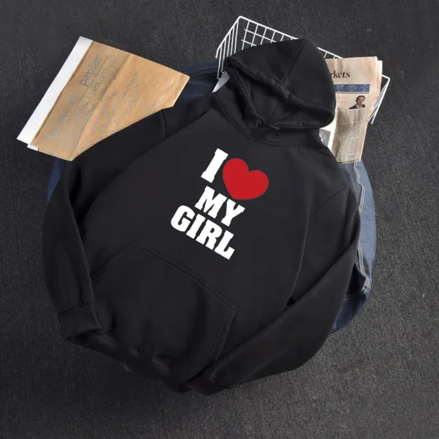 Love Letter Print Long Sleeve Hooded Hoodie Black - Shop at LoveMi