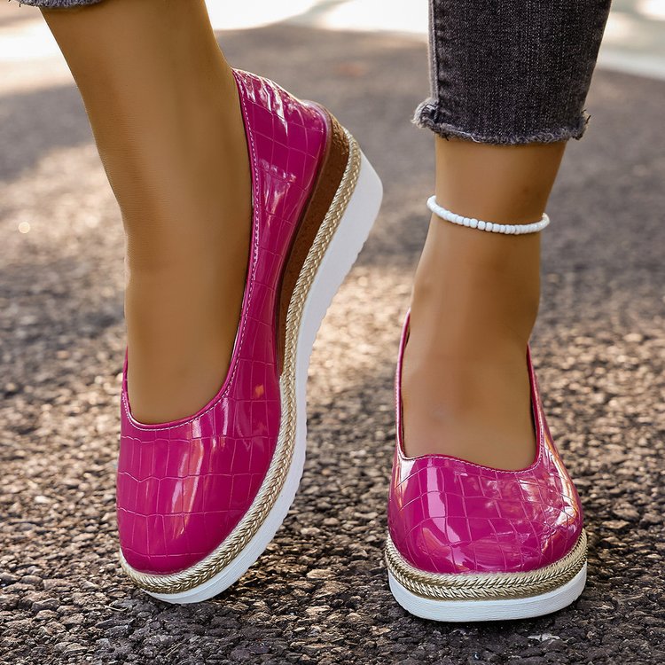 Large-size Wedge-heel Patent Leather Womens Pumps