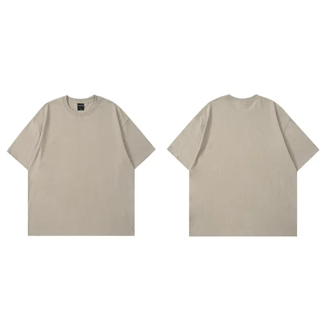 Solid Color BASIC Oversize Cotton T shirt Camel - Shop at LoveMi