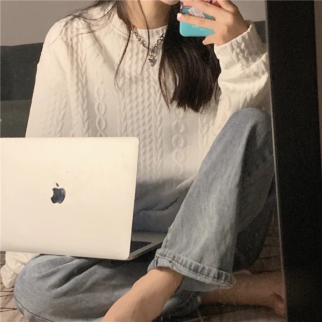 Long Sleeve Top Coat Versatile Korean Version Loose Thin Lazy Style White - Shop at LoveMi