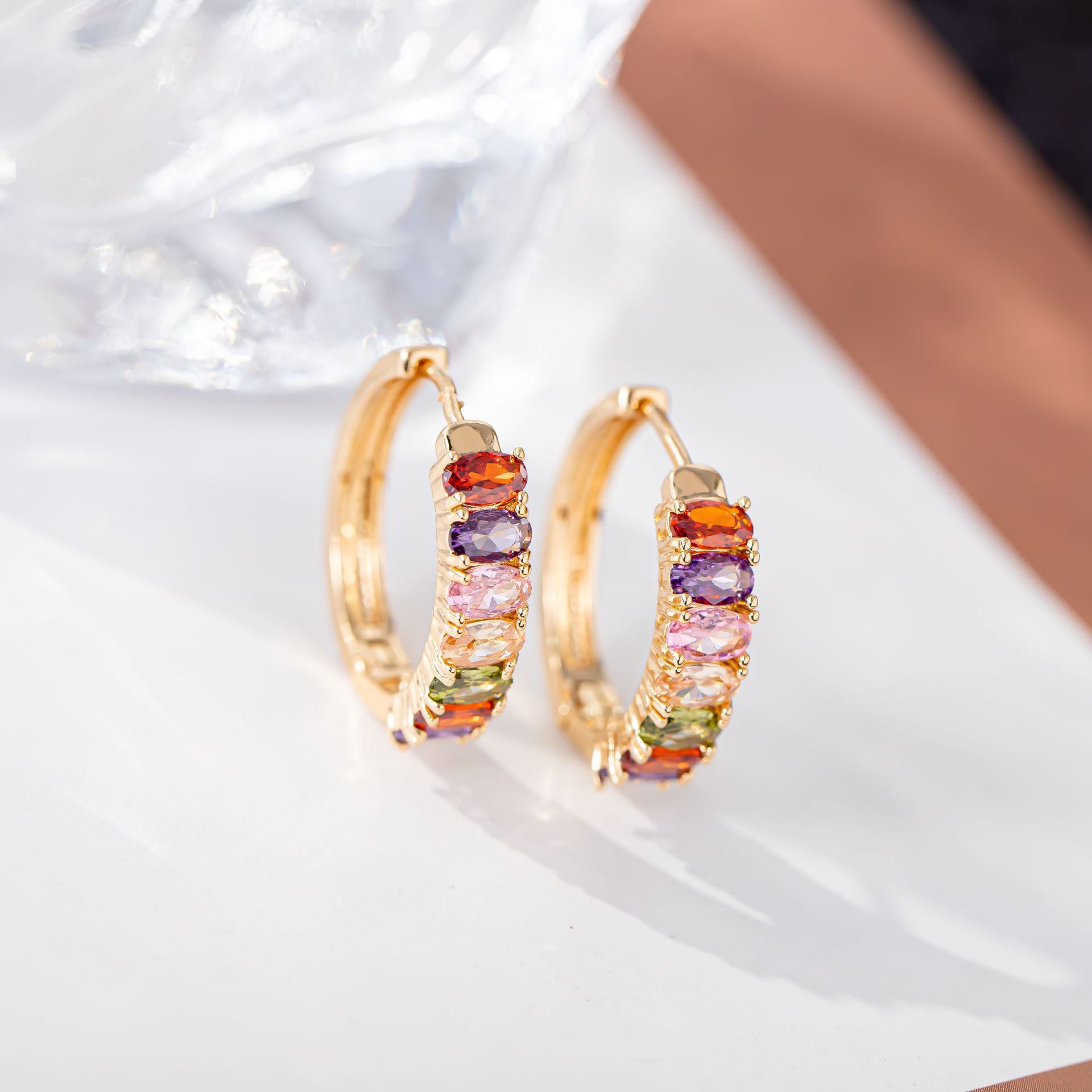 Color Zirconium Single Row Diamond Does Not Fade Silver Stud Earrings