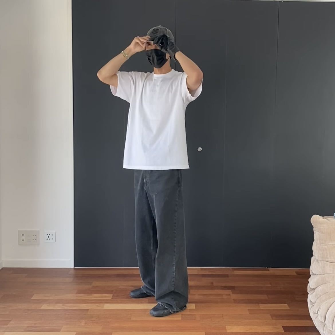 Worn Looking Washed-out Destroyed Black Jeans