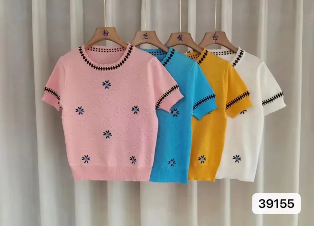 Embroidered Classic Style Ice Silk Sweater Women's Clothing Yellow 39155 - Shop at LoveMi