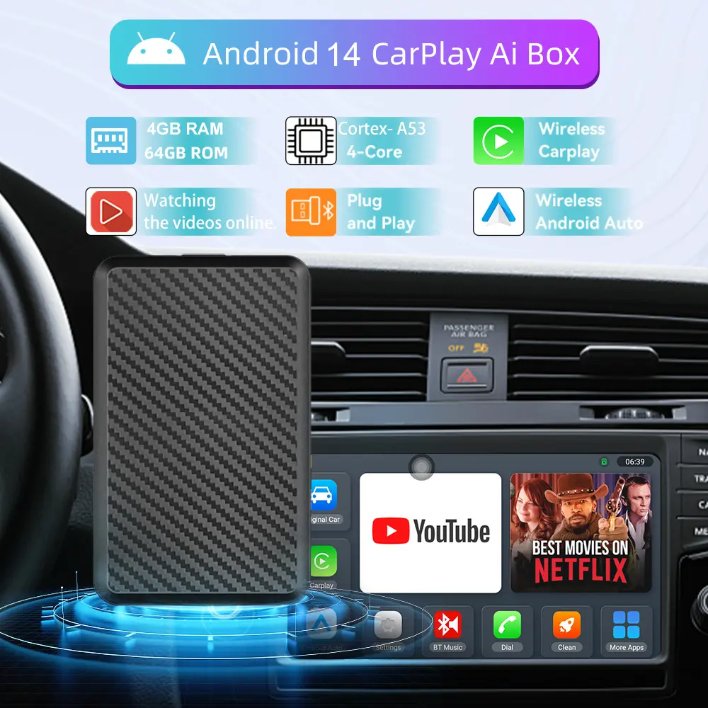 Navigation Mirror Smart Car Wireless CarPlay Box