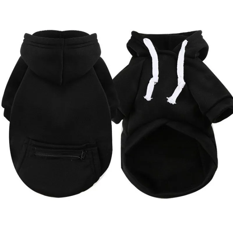 Pet Clothes New Small Medium Zipper Pocket Sweatshirt - Black