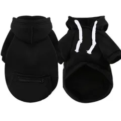 Pet Clothes New Small Medium Zipper Pocket Sweatshirt - Black - View 1