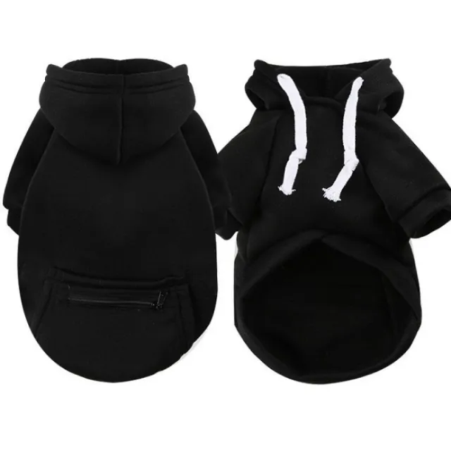 Pet Clothes New Small Medium Zipper Pocket Sweatshirt Black - Shop at LoveMi