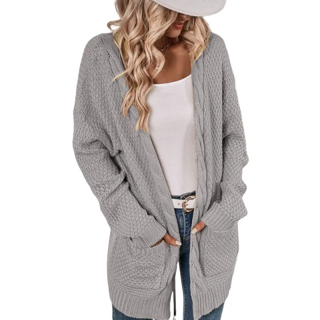Loose Women's Twisted Rope Cardigan Coat Gray - Shop at LoveMi