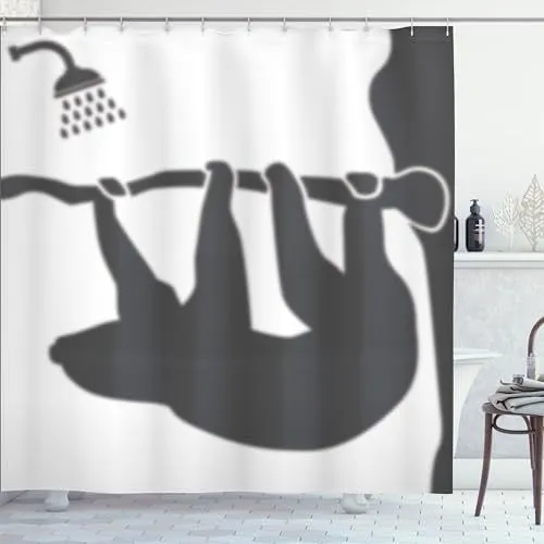 Interesting Shower Curtain Punch free Decoration Graywhite - Shop at LoveMi