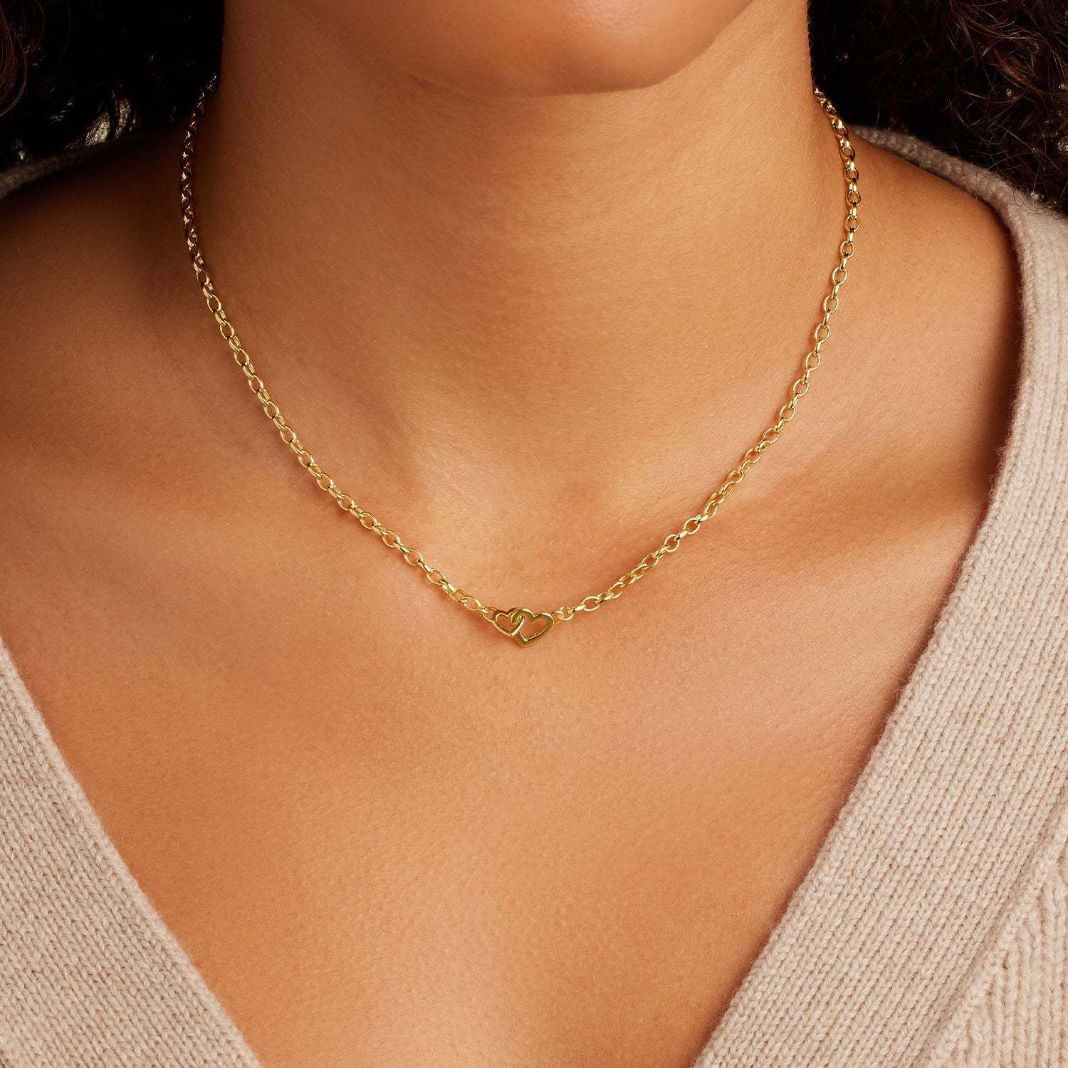 Heart-shaped Double Buckle Clip Necklace High Color Retention